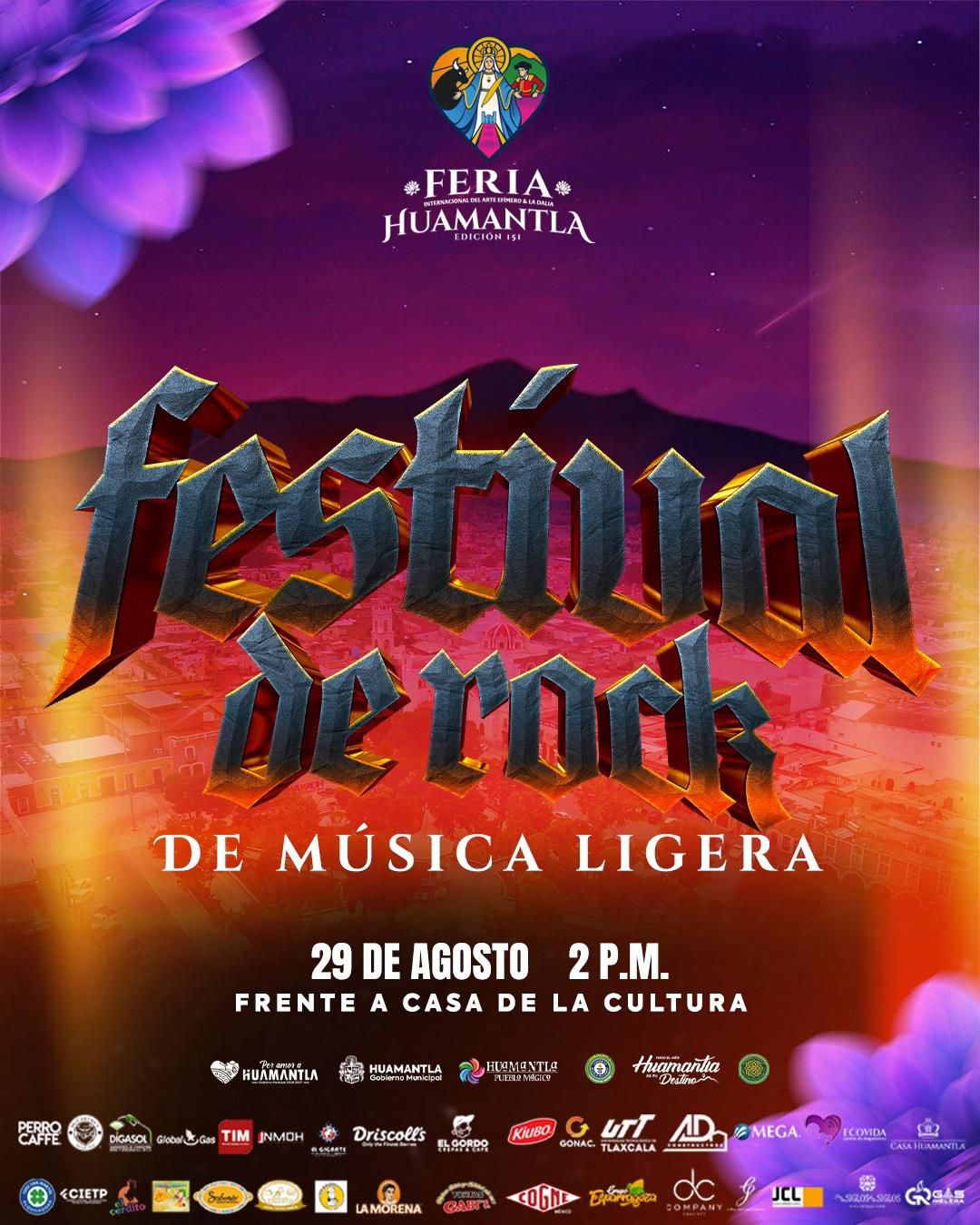 El Festival de Rock 'De música ligera' encenderá el escenario de la Feria Huamantla 2025